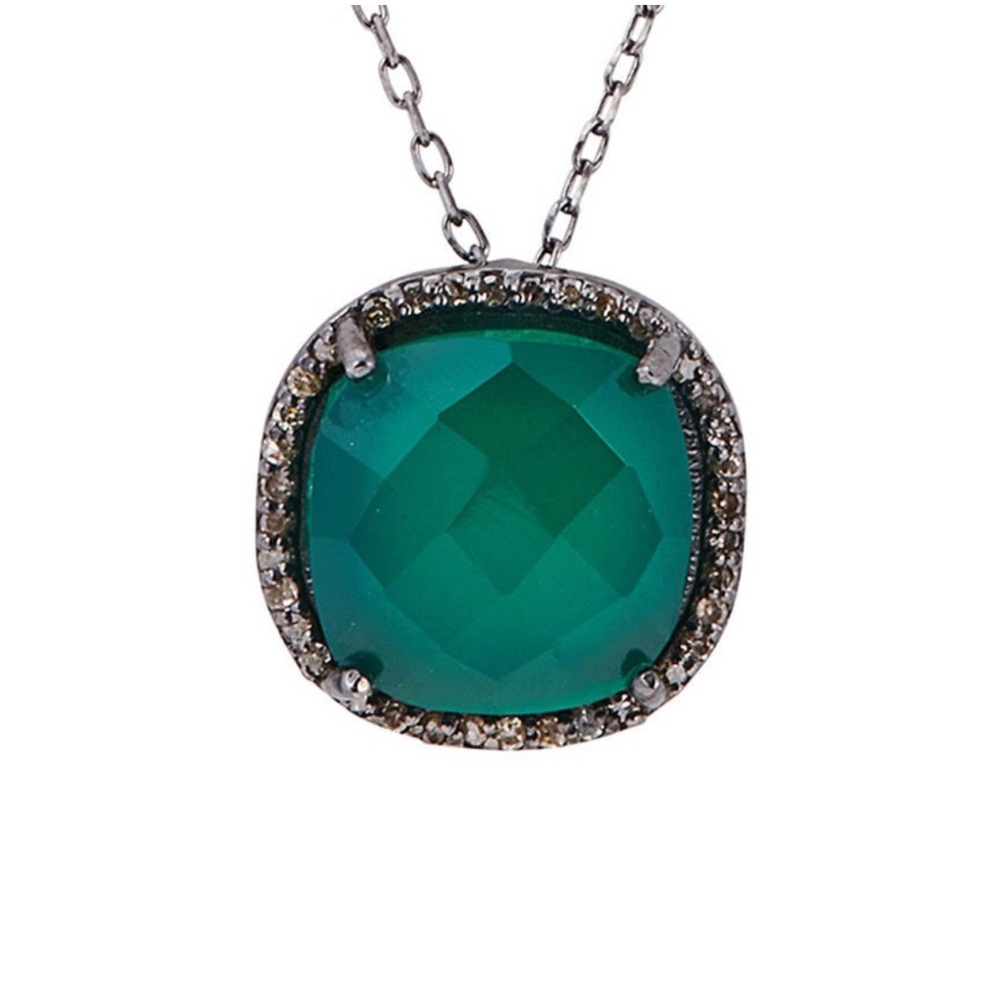 Adornia fine Lara cushion Halo Diamond Necklace